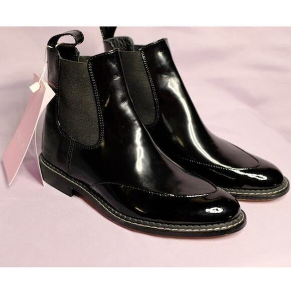 Inch2 Handmade Leather Chelsea Ankle Patent Boots New In Box